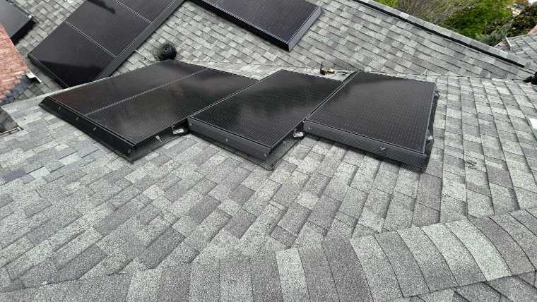 Critter guard installed on solar panel