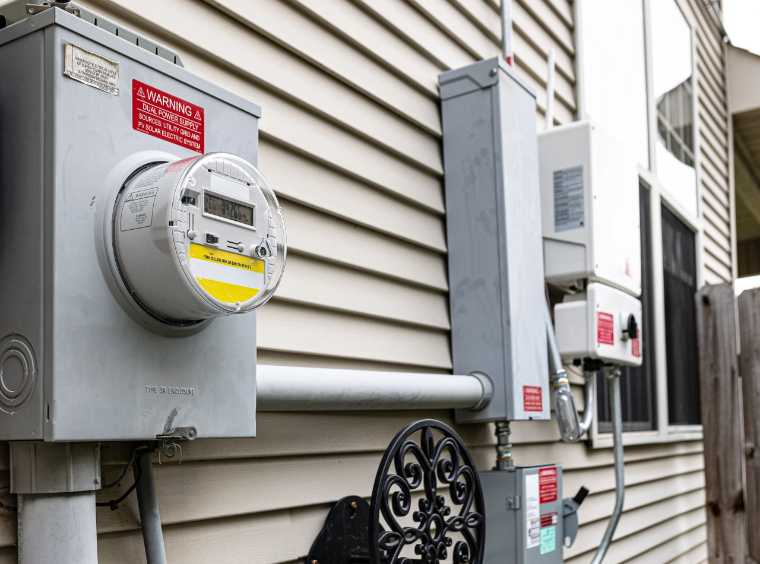 Electric meter and solar disconnect on a home